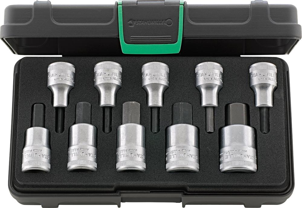 Schraubendrehereinsatz- Satz 1/2" Innensechskant 4-19mm 10-teilig Stahlwille Produktbild img1 L