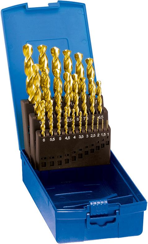 Spiralbohrer-Satz in Kunststoffkassette, HSS Co5, Typ Ti, DIN 338, Oberfläche TiN, FORUM Produktbild img1 L