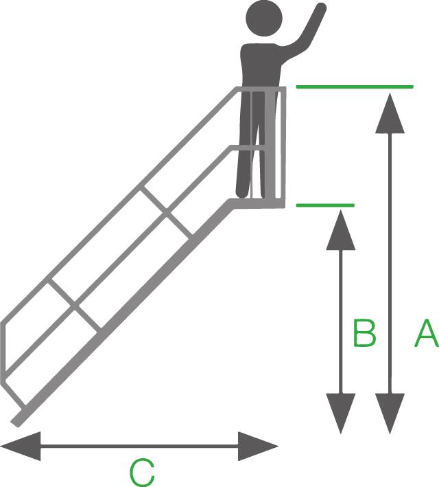 Aluminium-Industrietreppe mit Handlauf, Neigung 45° Produktbild img2 L