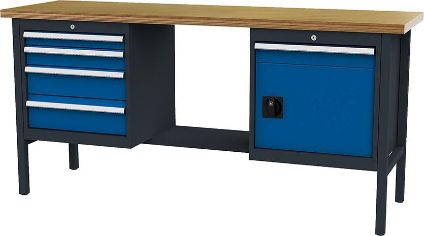 Kastenwerkbank, 2000 mm, 5 Schubladen, 1 Tür Produktbild img1 L