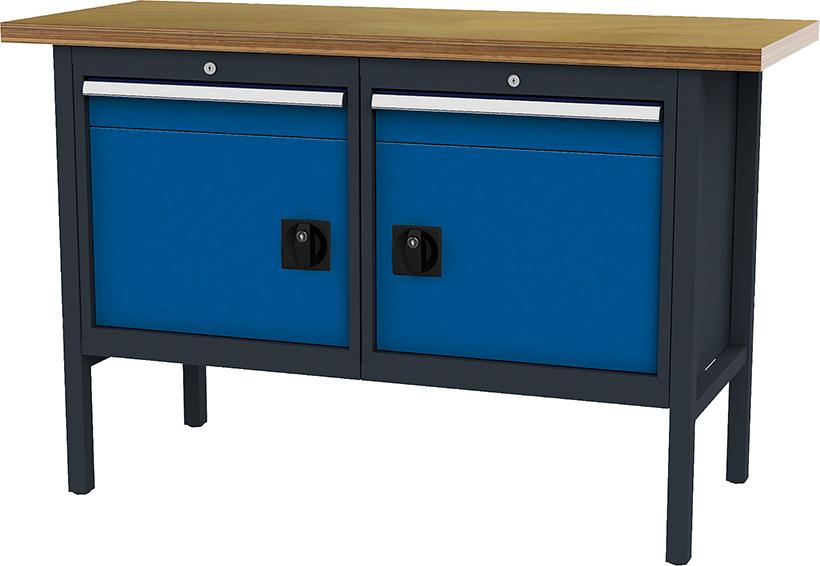 Kastenwerkbank, 1500 mm, 2 Schubladen, 2 Türen Produktbild img1 L