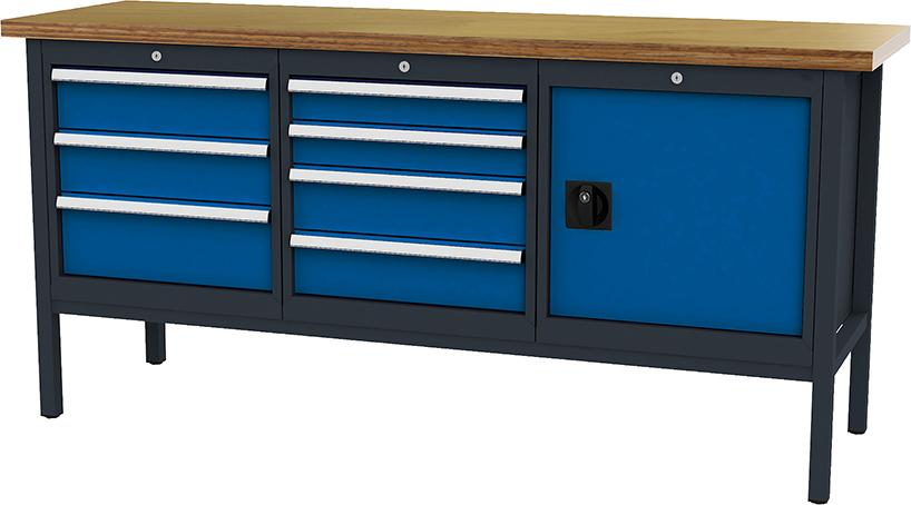 Kastenwerkbank, 2000 mm, 7 Schubladen, 1 Tür Produktbild img1 L