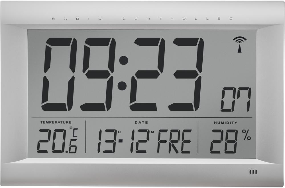 LCD Funkwanduhr digital display silber matt Produktbild img1 L