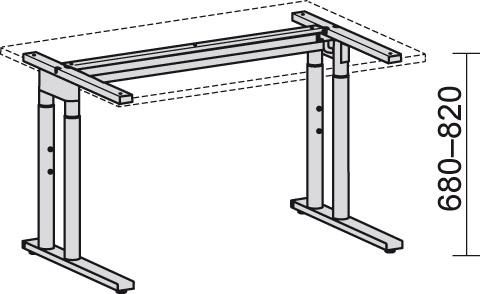 Schreibtisch C-Fuß "Pro", 680–820x1800x800/1000 mm (rechts) Produktbild img2 L