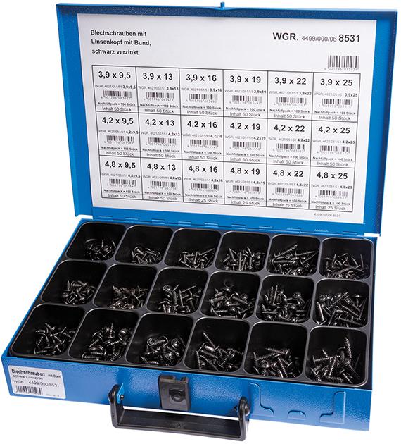 Sortiment Blechschrauben mit Bund schwarz brüniert Produktbild img1 L