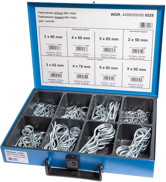 Sortiment Federstecker einfach u. doppelt, verzinkt Produktbild img1 L