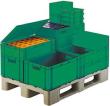 Transport-Stapelkasten, Wände und Boden geschlossen, mit und ohne Grifflochung, grün Produktbild img1 S