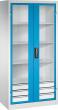 Schwerlastschrank, mit Flügeltüren und Schubladenblock unten, RAL 7035/5012 Produktbild img1 S